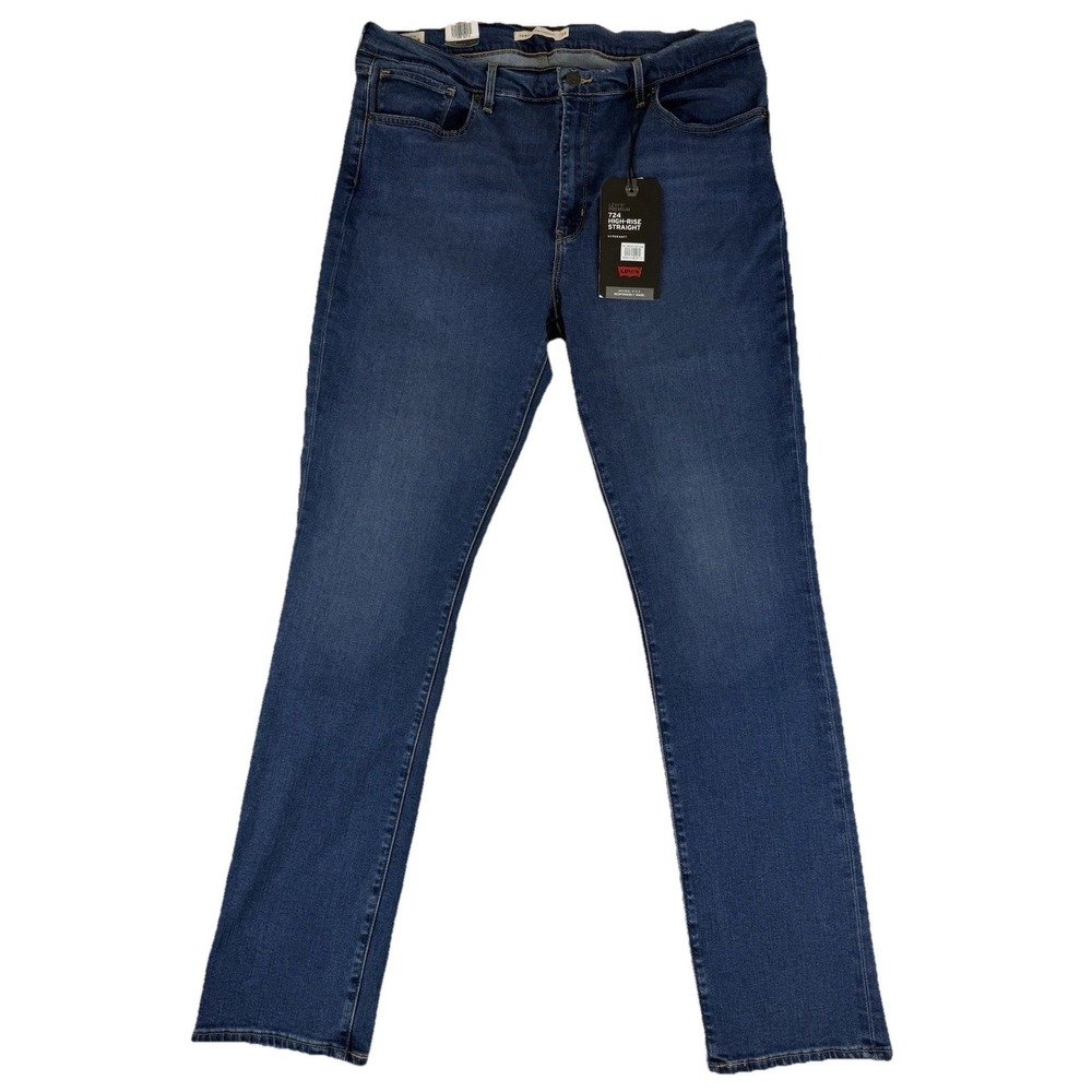 NWT Levi's Premium 724 High-Rise Straight Blue‎ Denim Women's Jeans 34x32 $98
